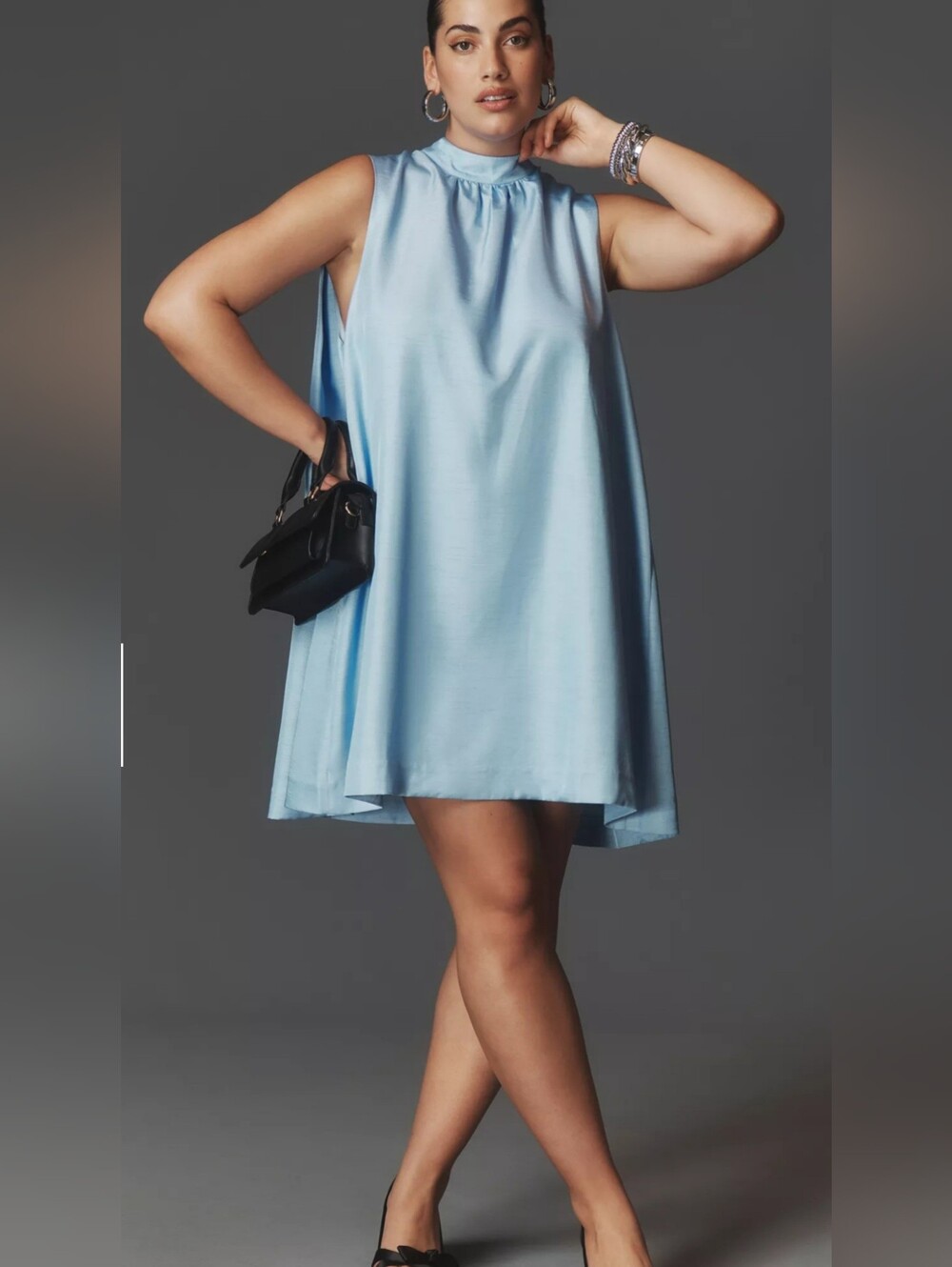 Anthropologie Sunday in Brooklyn Bow Mini Shift Dress Womens 3X Light Blue